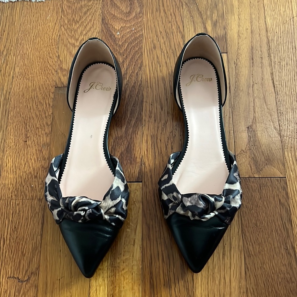 J.Crew Black and Leopard Flats